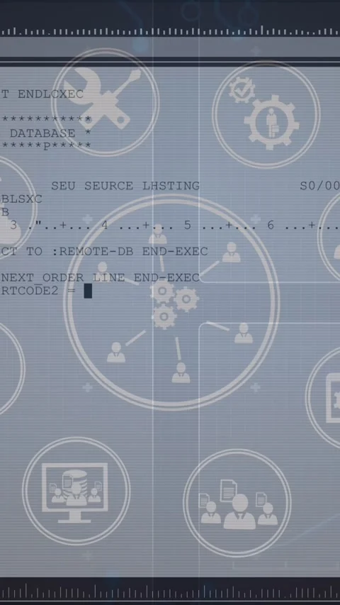 Animation of tech icons and data processing on computer screen Stock Footage 322891766