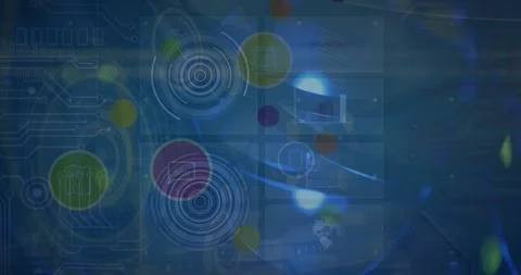 Animation of tech icons and data on green digital screen Stock Footage 327201556
