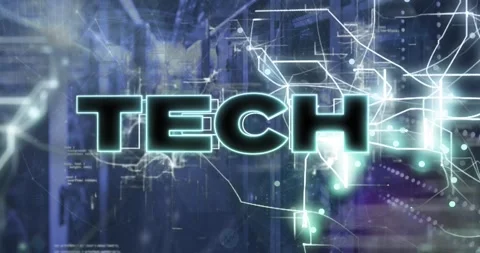Animation of tech text with computer language and navigation pattern over server Stock Footage 250382002