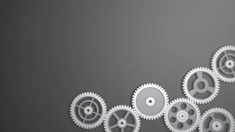 Animation of techno gears with copy space. 3d metal gear wheels, cogwheel Stock Footage 157637777