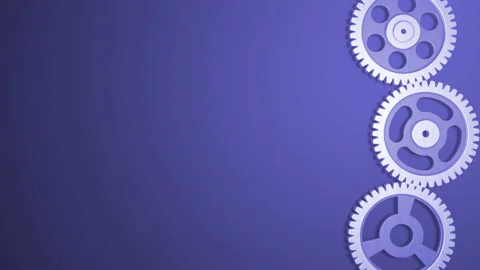 Animation of techno gears with copy space. 3d metal gear wheels, cogwheel Stock Footage 157639805