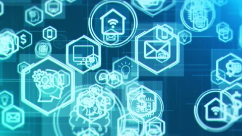 Animation of  technological icons Stock Footage 236680975