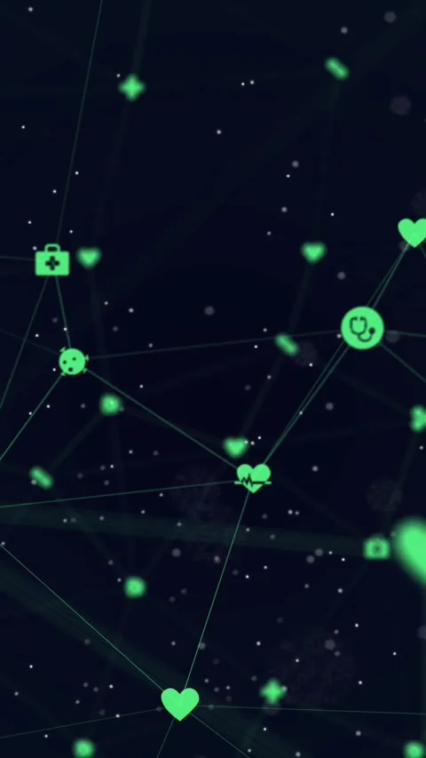 Animation of technology icons floating on black background Stock Footage 343738286