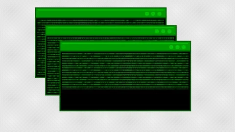 Animation terminals prompt cmd binary code Stock Footage 332804288