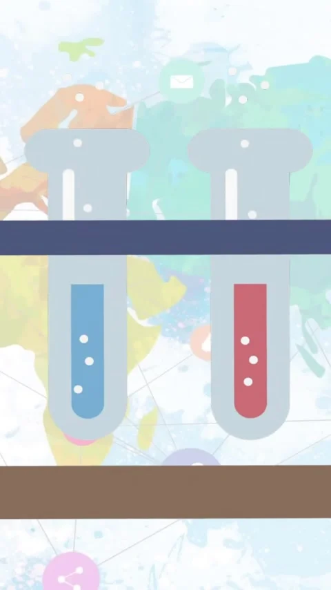 Animation of test tubes icon over world map on white background Stock Footage 323488108