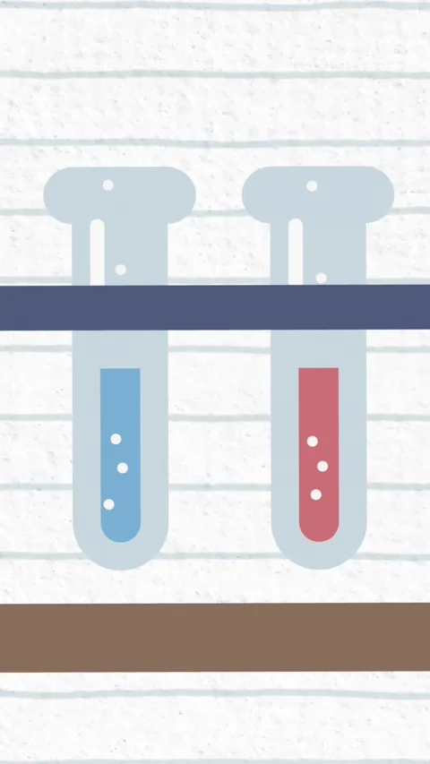 Animation of test tubes on a stand icon against copy space on white lined paper Stock Footage 319974904