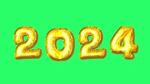 Animation text 2024 on green background. Stock Footage 248487910
