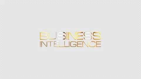 Animation text of Business Intelligence gold glitch text effect cinematic title Stock Footage 309388611