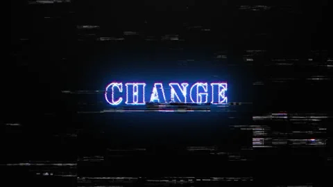 Animation text of Change glitch blue neon text effect Stock Footage 233899031