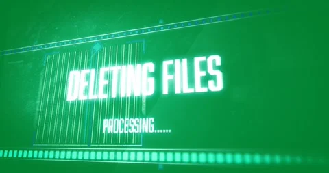 Animation of text, deleting files, processing, with moving bars, on green Stock Footage 325645510