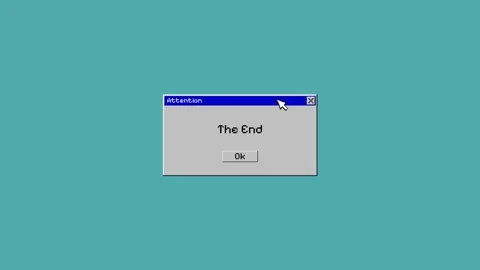 Animation with text The End in dialog screen with ok button and cursor Video stock 275006293