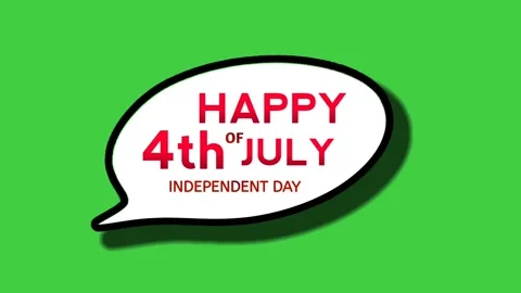 Animation text happy 4th of july independence day in speech bubble on green Stock Footage 337410168