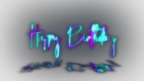 Animation text of Happy Birthday laser neon glitch text effect Stock Footage 344830447