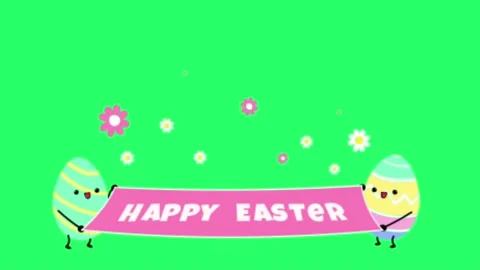 Animation text HAPPY EASTER DAY with egg on greenbackground. Stock Footage 235296275