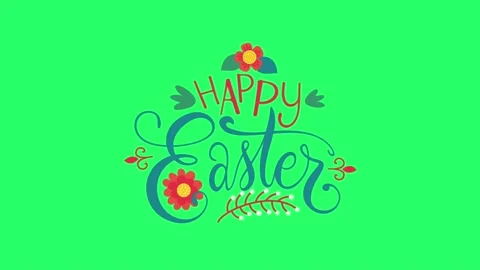 Animation text HAPPY Easter isolate on green background. Stock Footage 235511050