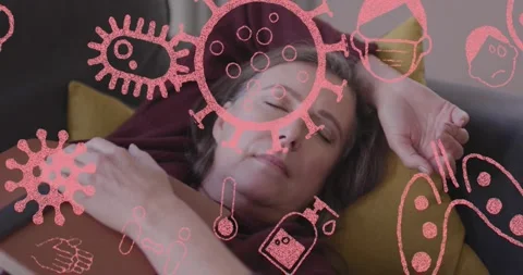 Animation of text happy holidays in yellow over string lights and scanner human Stock Footage 326095331