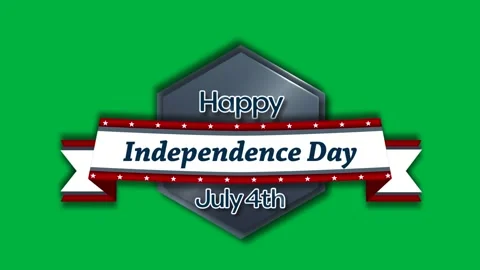 Animation of a text Happy July 4th on silver rectangle with a text Independence Stock Footage 324947088
