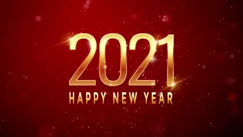 Animation Text Happy New Year 2021 card design with red sparkle Stock Footage 145519662