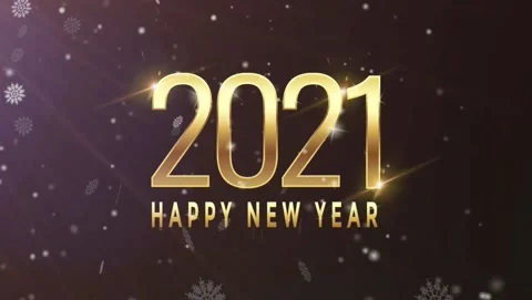 Animation Text Happy New Year 2021 card design with white snowflake Vídeo Stock 145519668