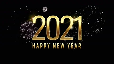 Animation Text Happy New Year 2021 card design with white firework Stock Footage 145520818