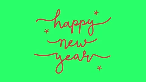 Animation text HAPPY NEW YEAR on green background. Stock Footage 248487912