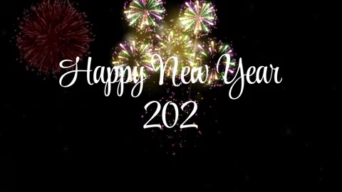 Animation text Happy New Year 2024 with colorful firework. Stock Footage 252591869