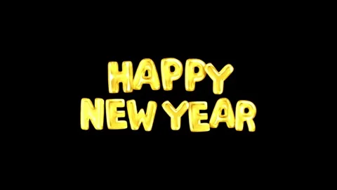 Animation text HAPPY NEW YEAR on black background. Stock Footage 256586869
