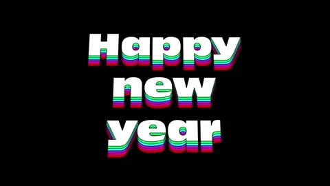 Animation text HAPPY NEW YEAR on black background. Stock Footage 256586919