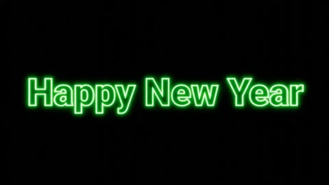 Animation text happy new year neon colorful on black isolated background 4k Stock Footage 294954227