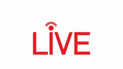 Animation Text LIVE on red stripe with green background. Stock Footage 127099106