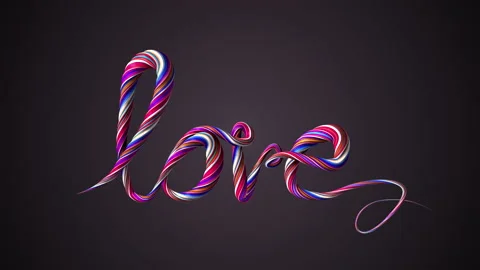 Animation of the text love. The braided rope creates the word love. The silhouet Video stock 153097151