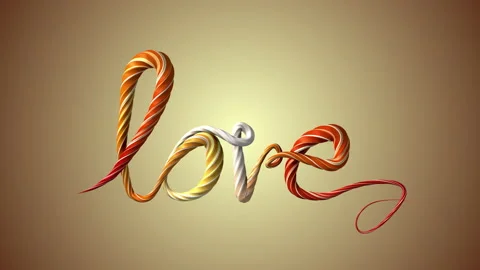 Animation of the text love. The braided rope creates the word love. The silhouet 库存影片 153099200