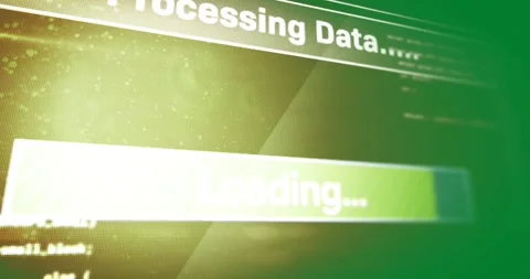 Animation of text, processing data, loading, with moving bar on orange interface Stock Footage 325484780