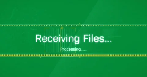Animation of text, receiving files, processing, and moving bars on green Stock Footage 325031024