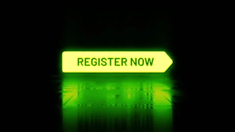 Animation text of Register Now neon green glitch text Stock Footage 281839652