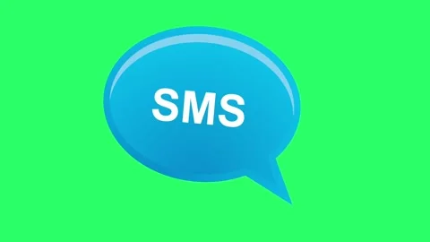 Animation text SMS on green background. Stock Footage 255954392