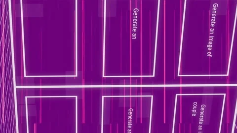 Animation of texts and pictures in rectangle with falling binary codes over Stock Footage 312847494