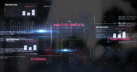 Animation of texts, graphs, lines, loading bars and computer language over Stock Footage 257173780