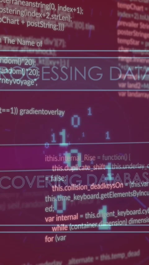 Animation of texts with loading bars over computer language and binary codes on Stock Footage 321381918