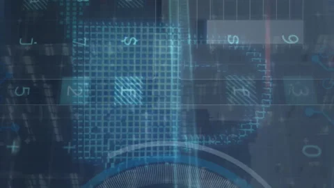 Animation of texts over padlock, cloud, shield and circles over graph, letters, Stock Footage 312674477