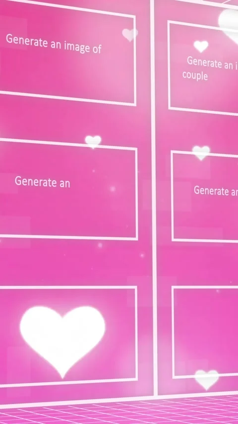 Animation of texts, pictures in rectangle with falling heart shapes and binary Vídeos de archivo 323577821