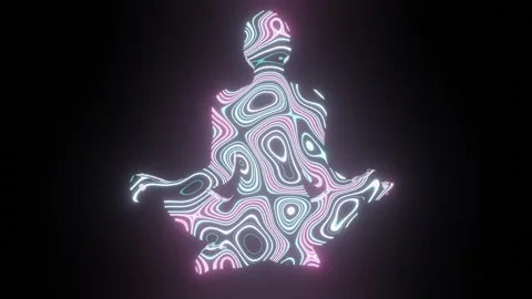 Animation of texture or pattern formation on the meditating human body shape Stock Footage 139054530