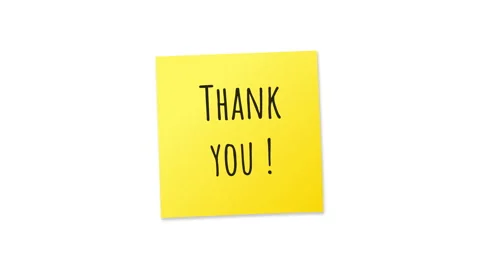 Animation of Thank You message written on yellow sticky note. Stock Footage 345150874