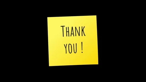 Animation of Thank You message written on yellow sticky note. Stock Footage 345185187