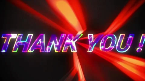 Animation of thank you text with exclamation and abstract light pattern over 스톡 동영상 253467657