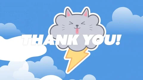 Animation of thank you text over storm cloud cat 스톡 동영상 159641641