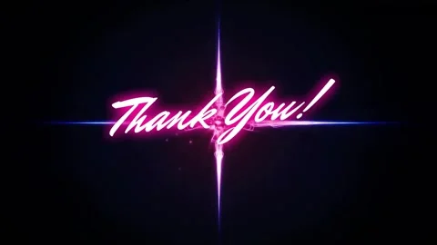 Animation of thank you text over glowing crossed lines on black background Stock Footage 257104889