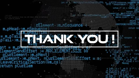 Animation of thank you text over moving computer language and globe Stock Footage 327361428