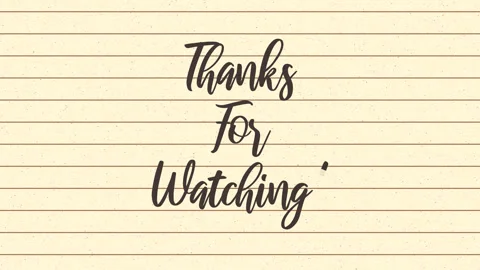 Animation thanks for watching. Animated text handwriting with paper background Stockbeeldmateriaal 255104149