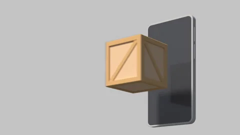 Animation on the theme of goods delivery through a mobile app. Stock Footage 239153563